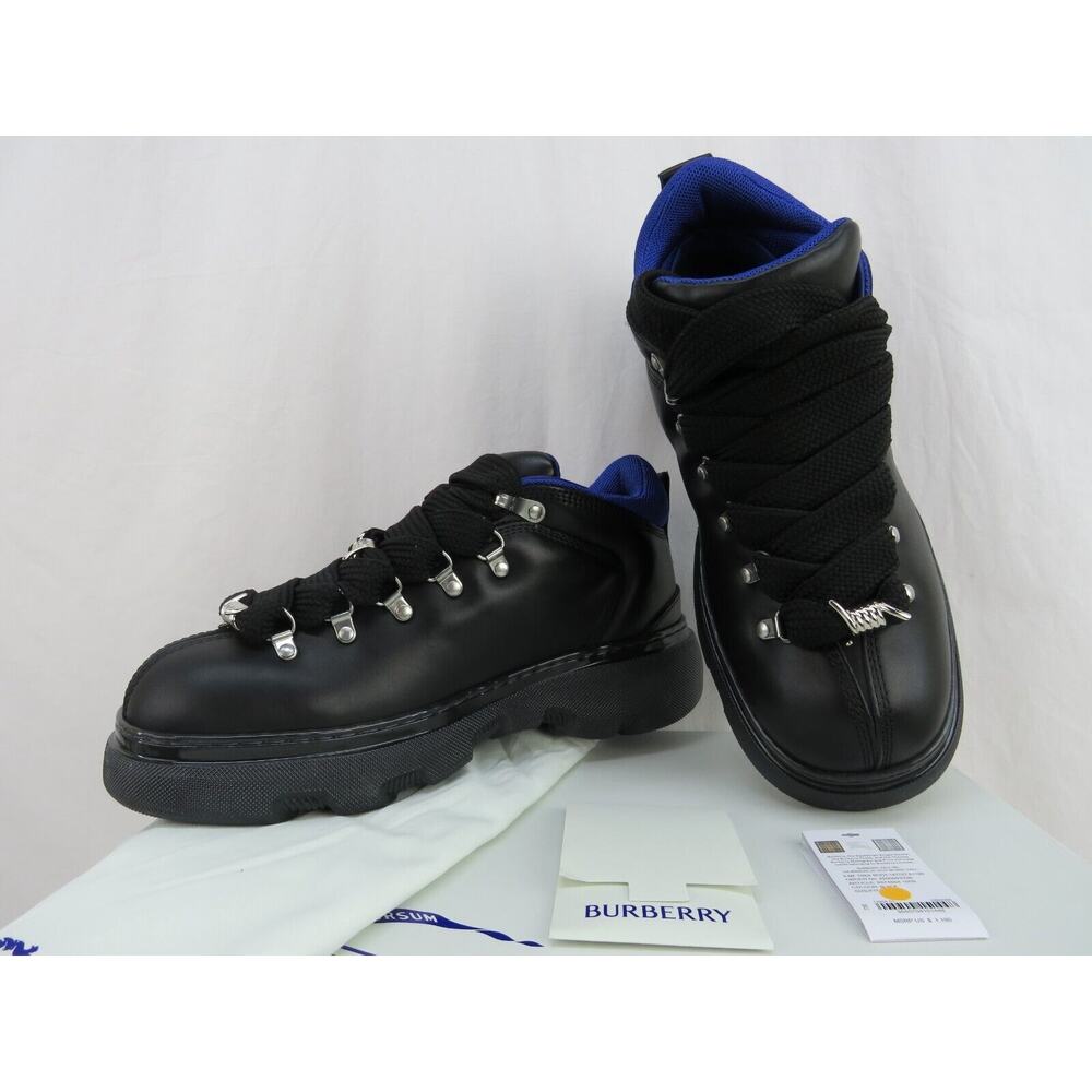 NIB BURBERRY TREK BLACK LEATHER LACE UP HIKING BOOTS US 11 44 ITALY - Picture 8 of 16